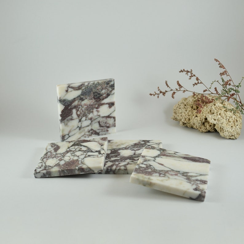 Natural Stone Turkish Marble Coaster Set